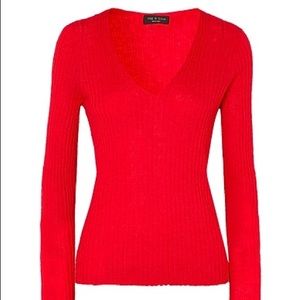 Rag & Bone - red mohair v neck sweater